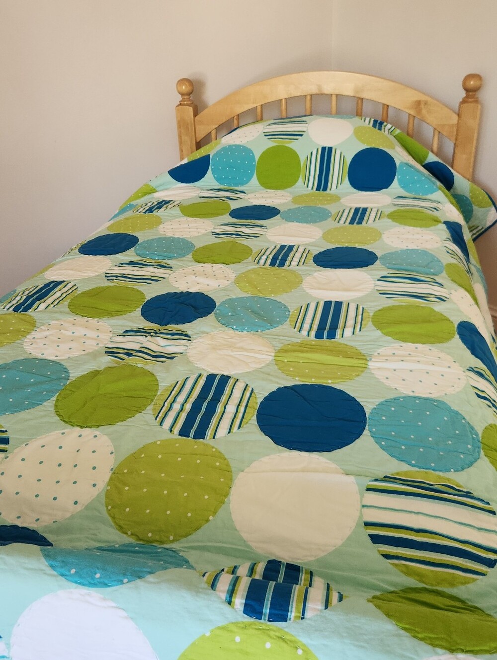 Polka Dot Quilt Twin Blue Green Teen Kids Cotton Home Bedding - Picture 6 of 6
